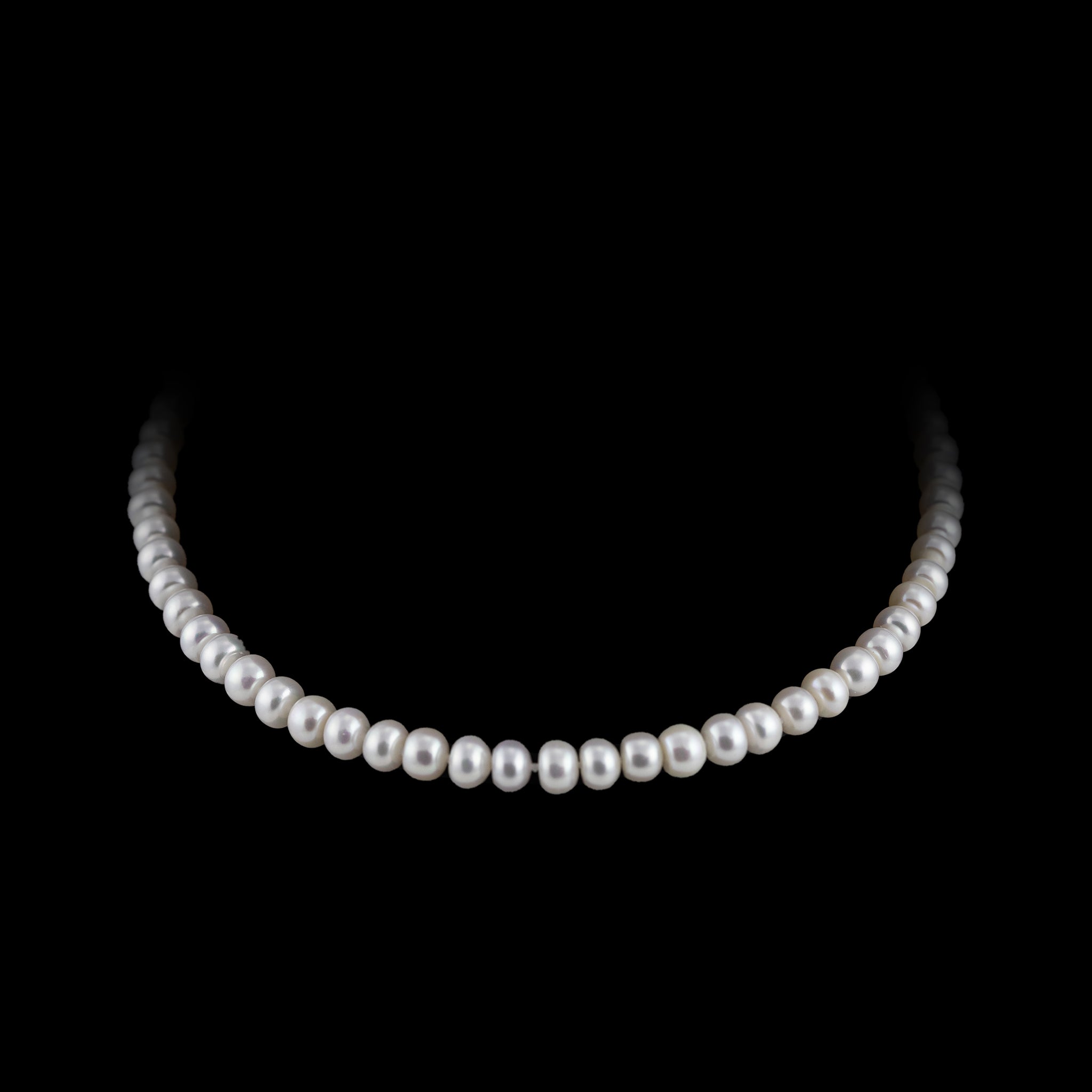 Freshwater Pearl Classic Button Necklace in Silver - L'Amour Pearls