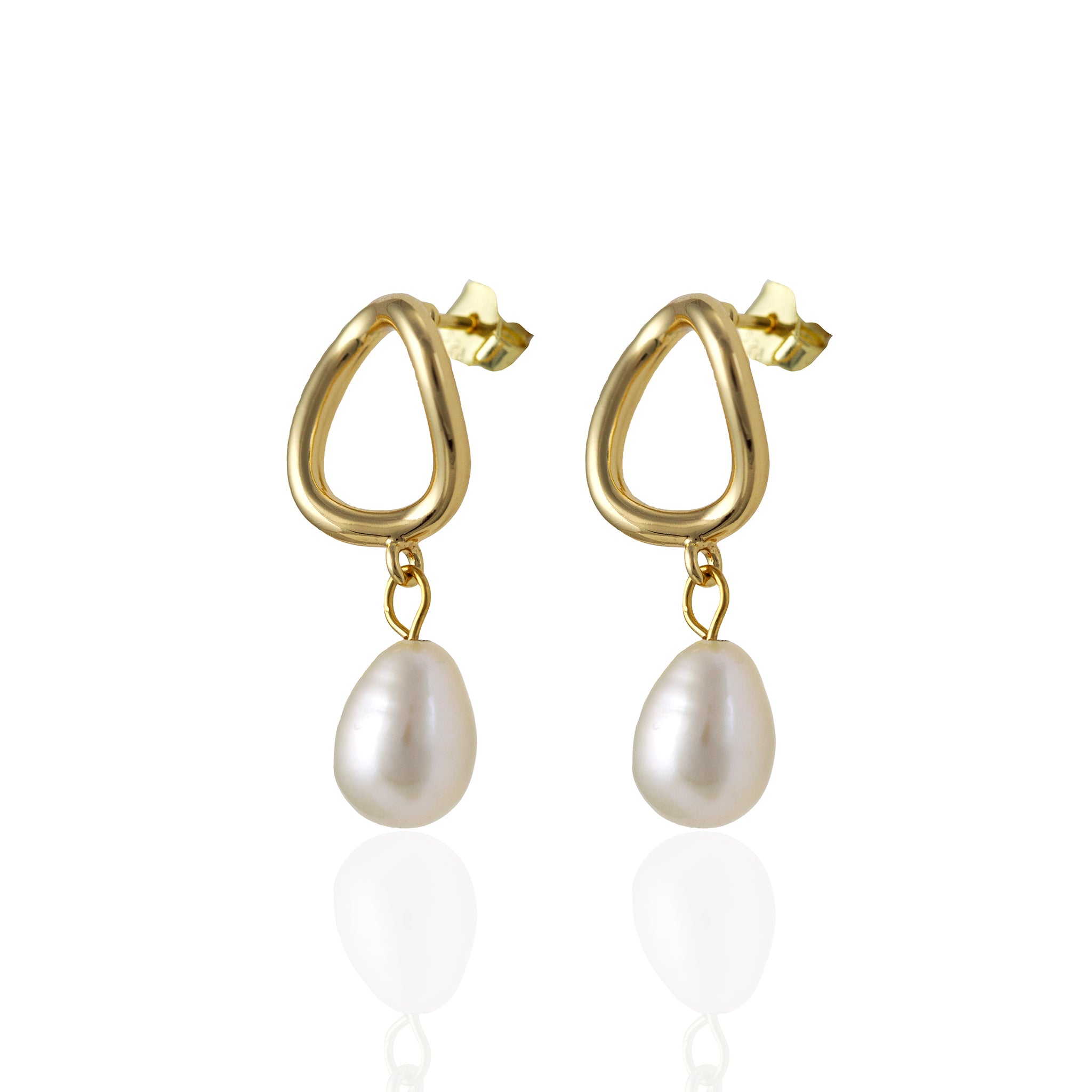 Freshwater Pearl Teardrop Earrings Suspended by 14K Gold Loops - L'Amour Pearls