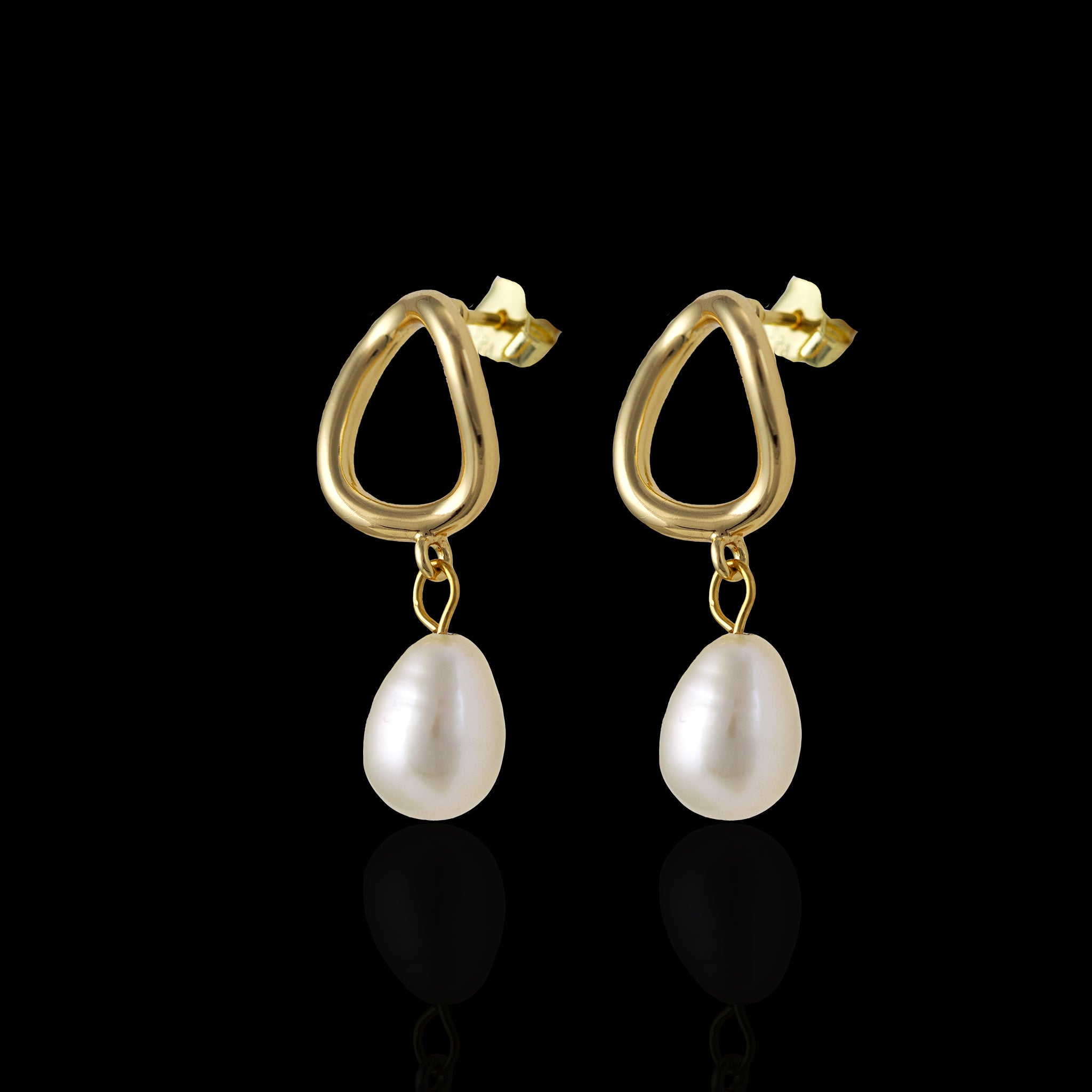 Freshwater Pearl Teardrop Earrings Suspended by 14K Gold Loops - L'Amour Pearls