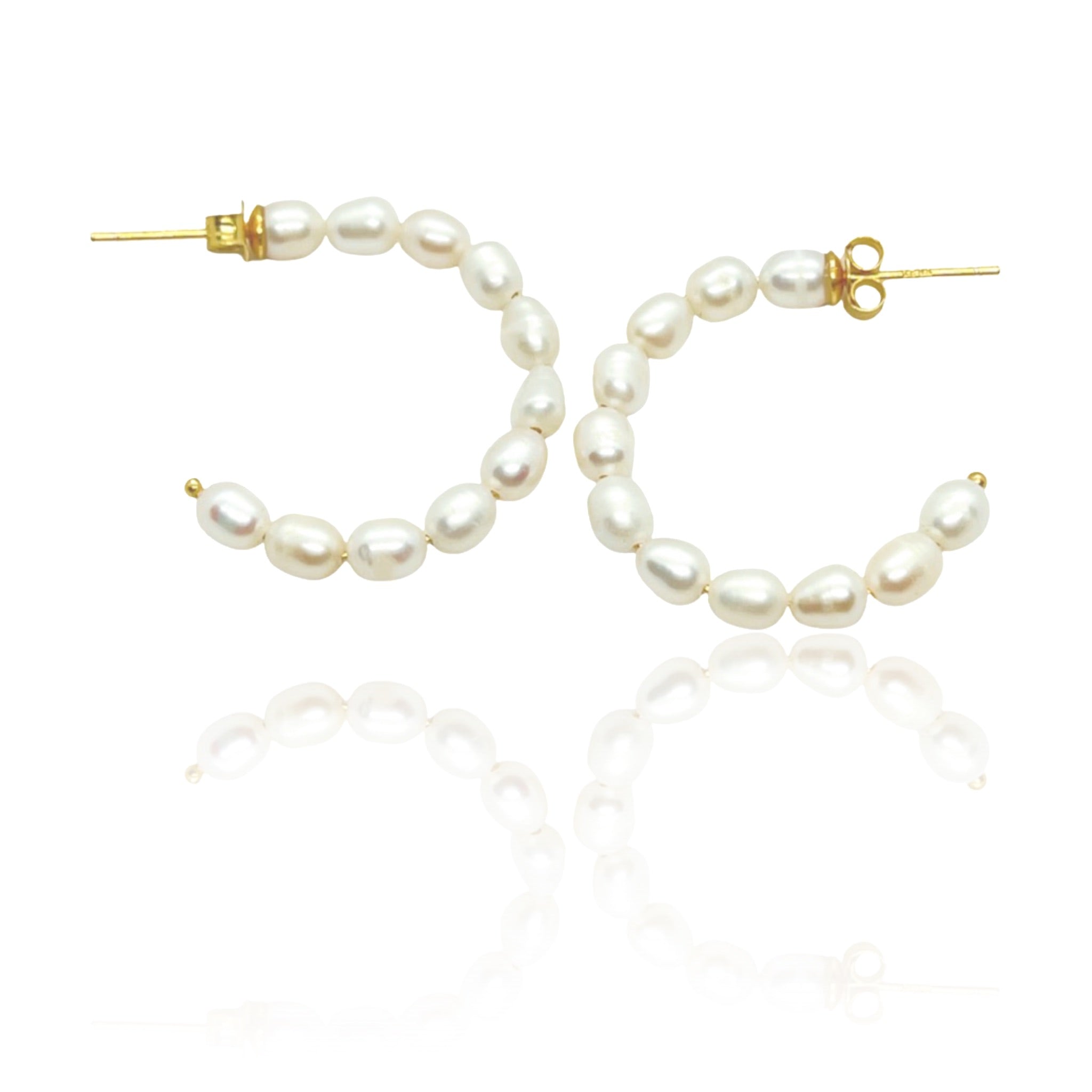 Freshwater Pearl Hoop Earrings 18ct Gold Plated - L'Amour Pearls