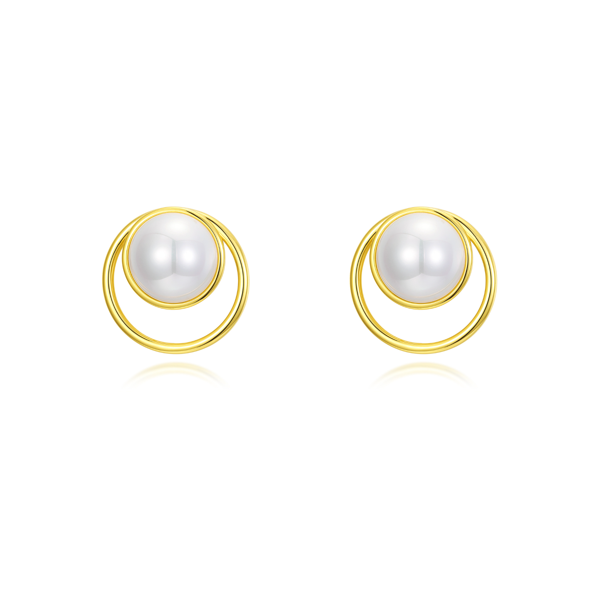 Double Circle Pearl Stud Earrings - L'Amour Pearls