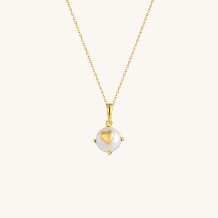 Gold Dainty heart Freshwater Pearl Necklace
