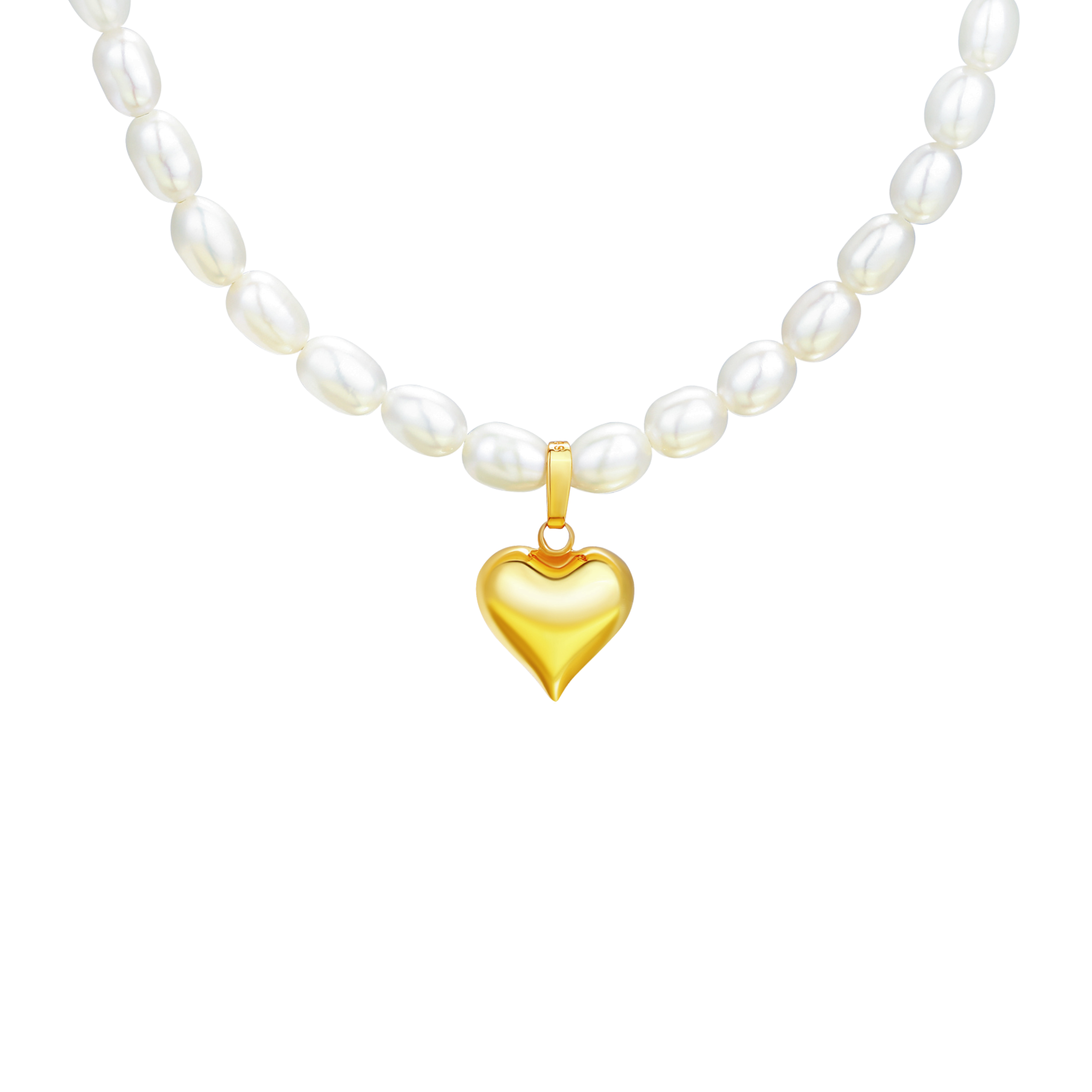 Pearl Necklace and Gold Heart Pendant