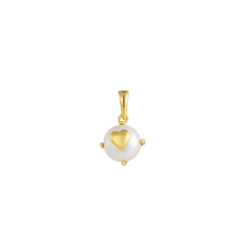 Gold Dainty heart Freshwater Pearl Necklace