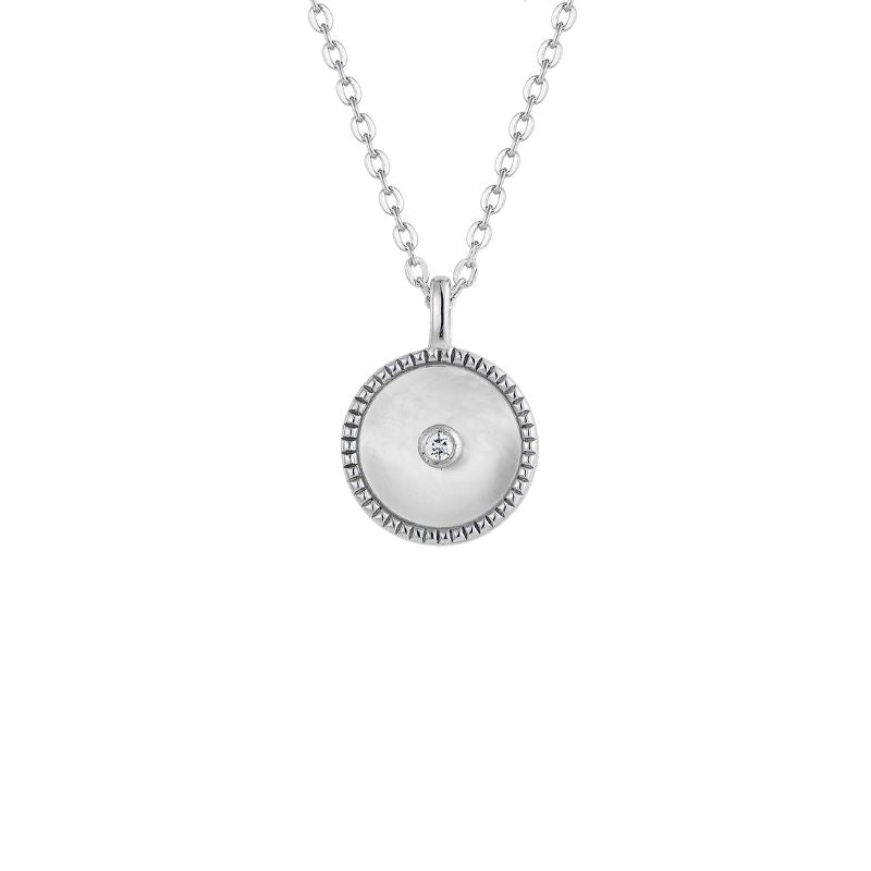 Halo Mother of Pearl Dangling Pendant Necklace
