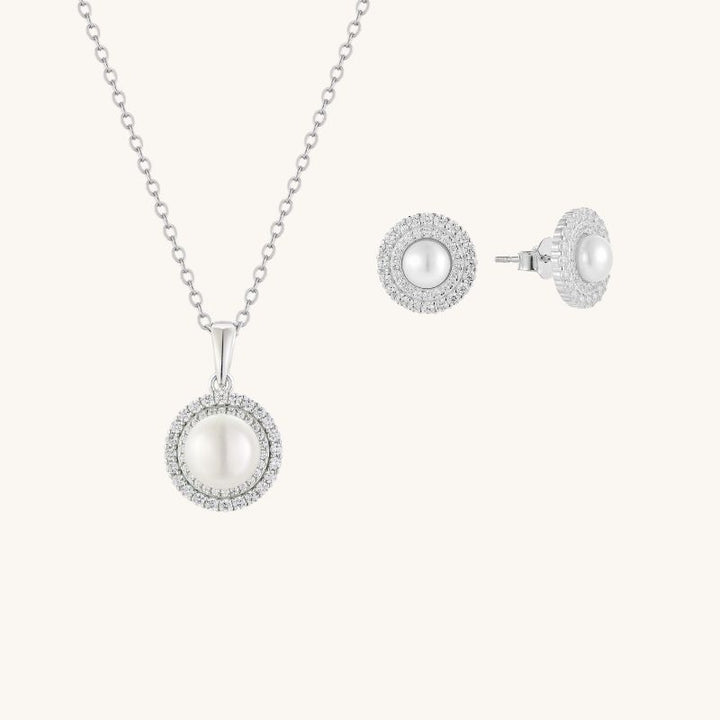 Freshwater Pearl Button Necklace and Earring Set