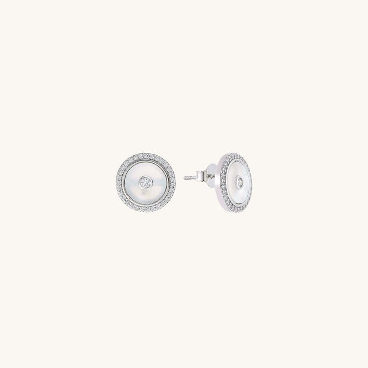 Halo Mother of Pearl Stud Earrings