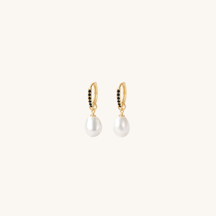 Pearl Drop Hoop Earrings
