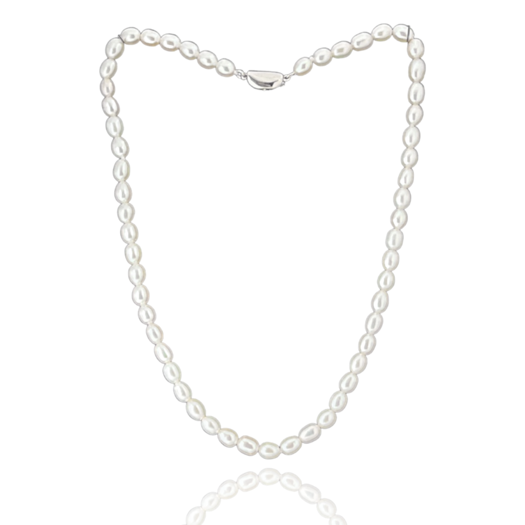 Freshwater Rice Pearl Choker Necklace in Silver - L'Amour Pearls