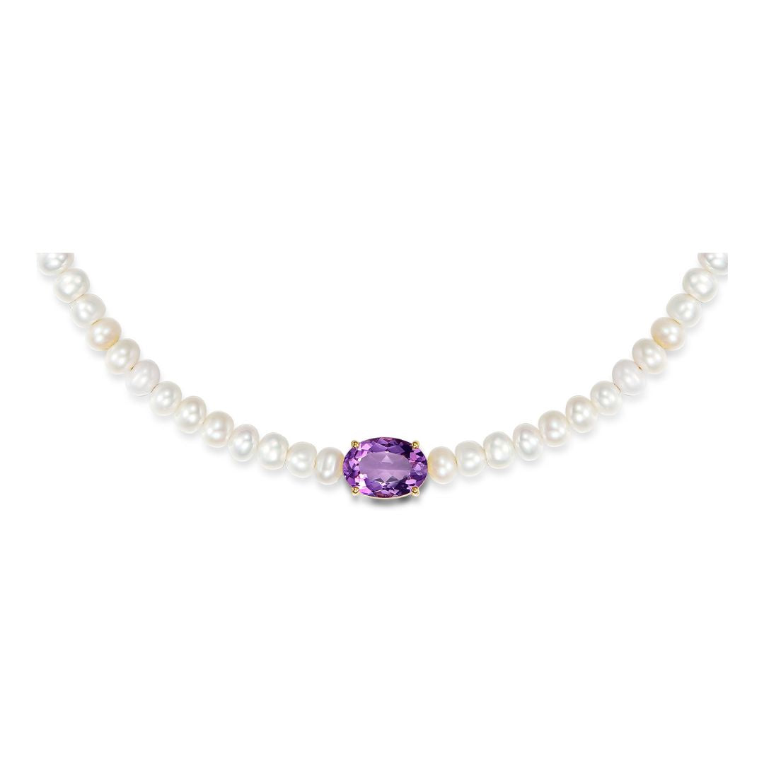 Freshwater Cultured Pearls and Amethyst Necklace - L'Amour Pearls