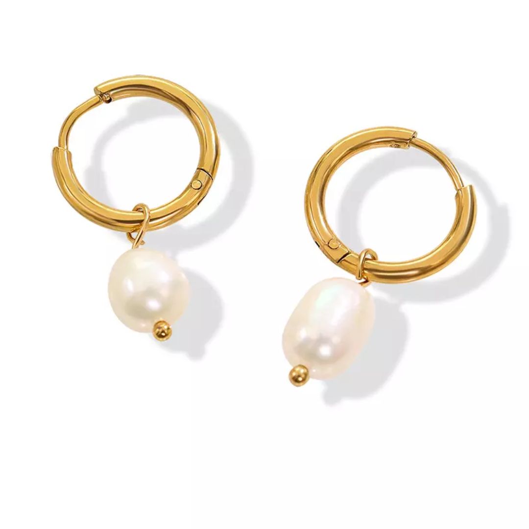 Dainty Freshwater Pearl Huggie Hoop Earrings - L'Amour Pearls