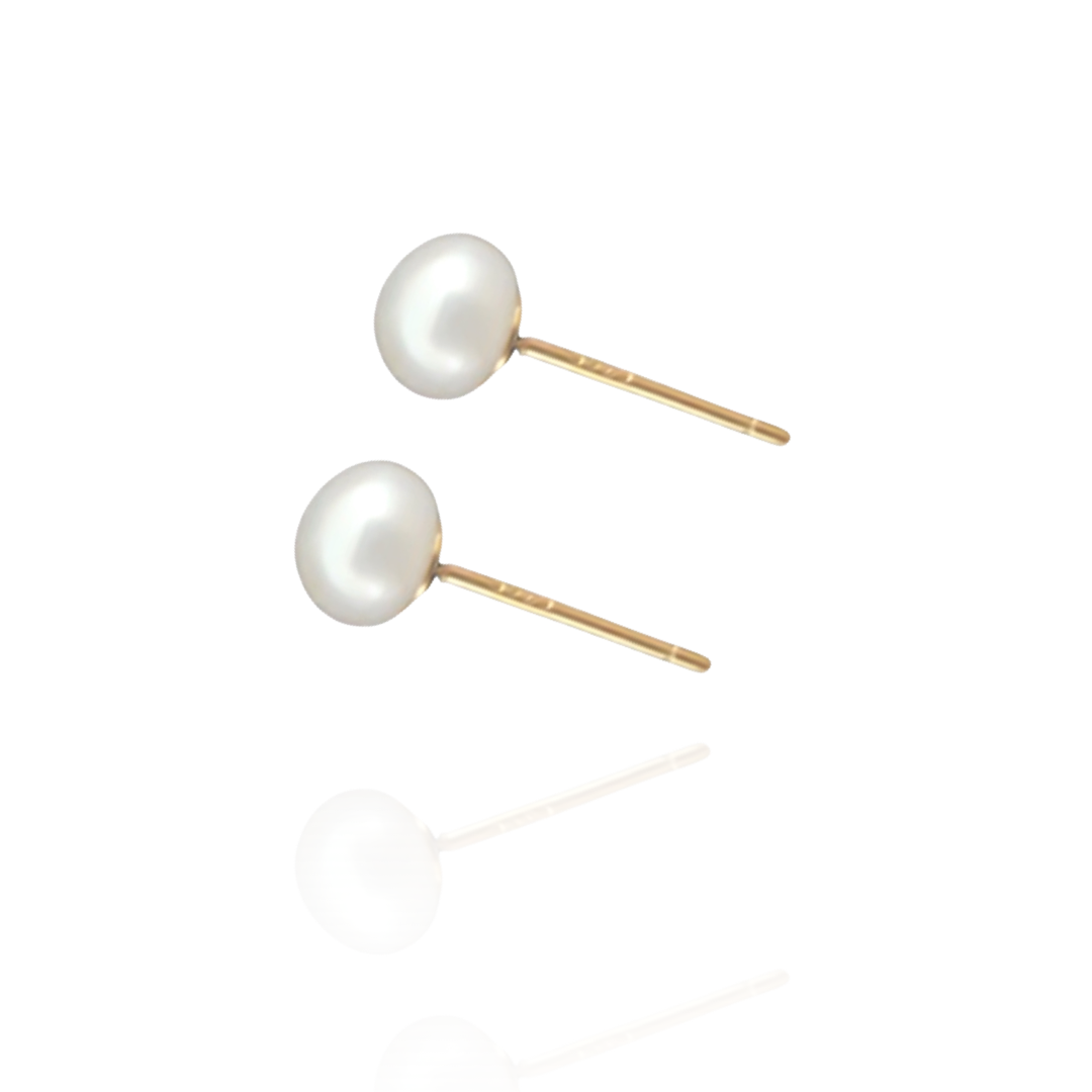 Freshwater Pearl Stud Earring in Gold 5mm 6mm - L'Amour Pearls