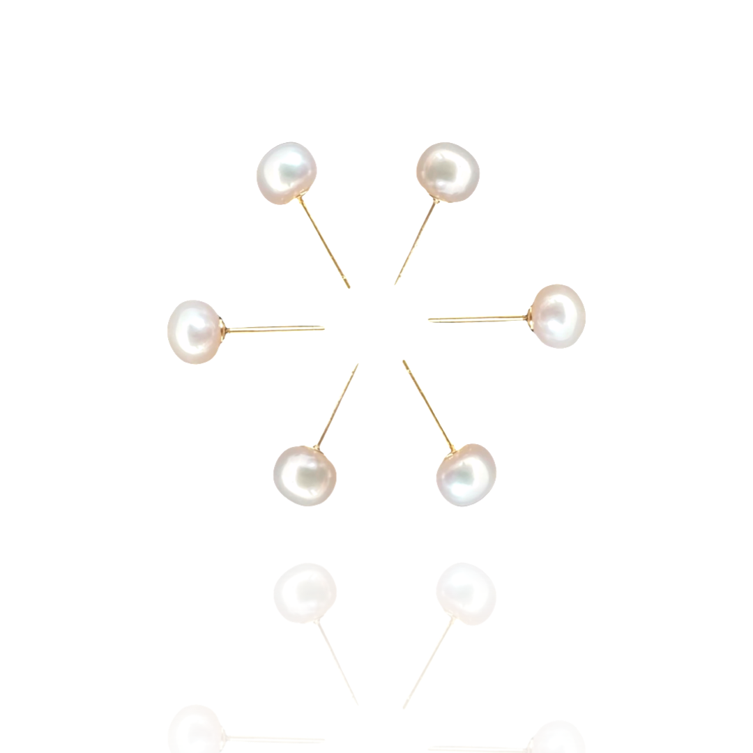 Freshwater Pearl Stud Earring in Gold 5mm 6mm - L'Amour Pearls