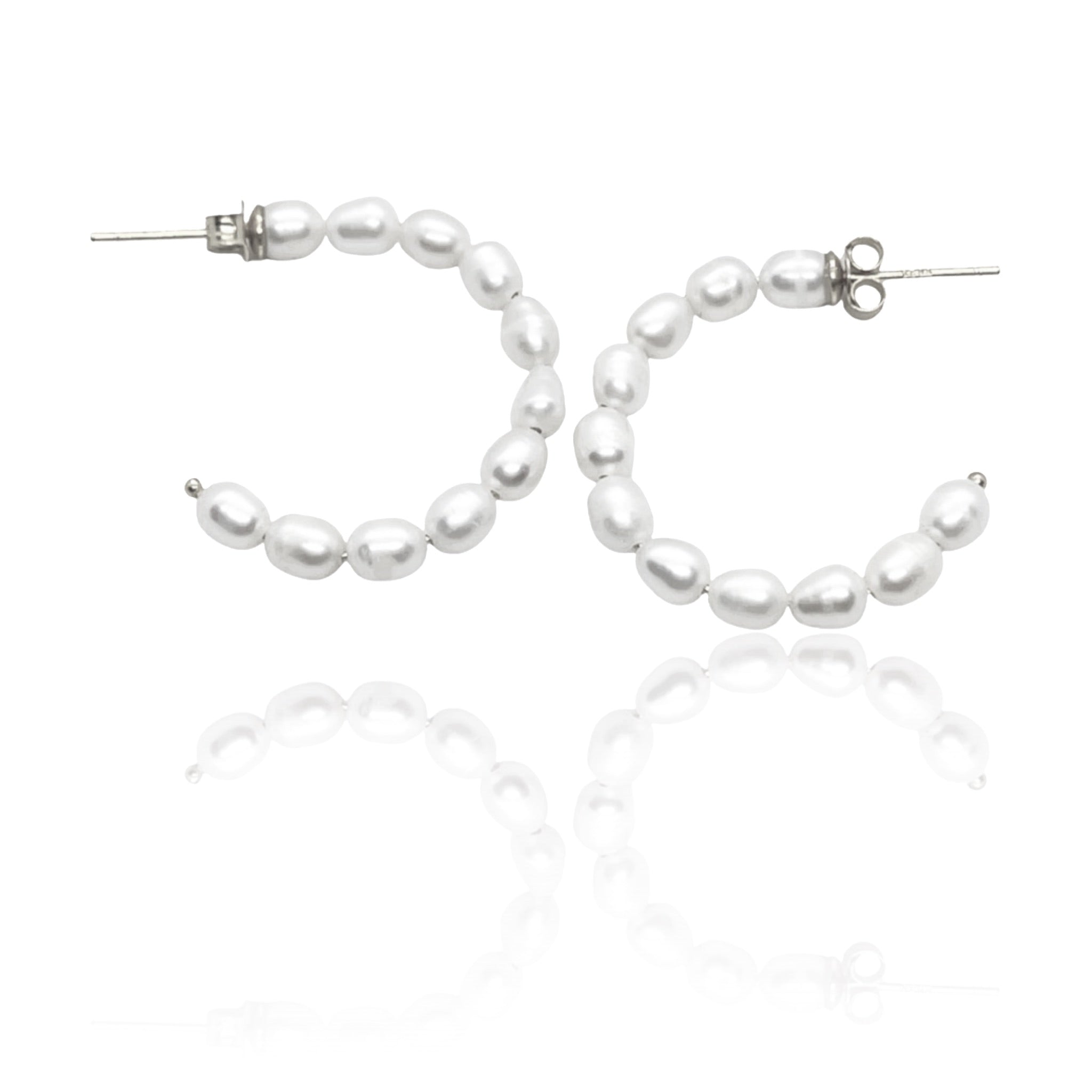 Freshwater Pearl Hoop Earrings Sterling Silver - L'Amour Pearls