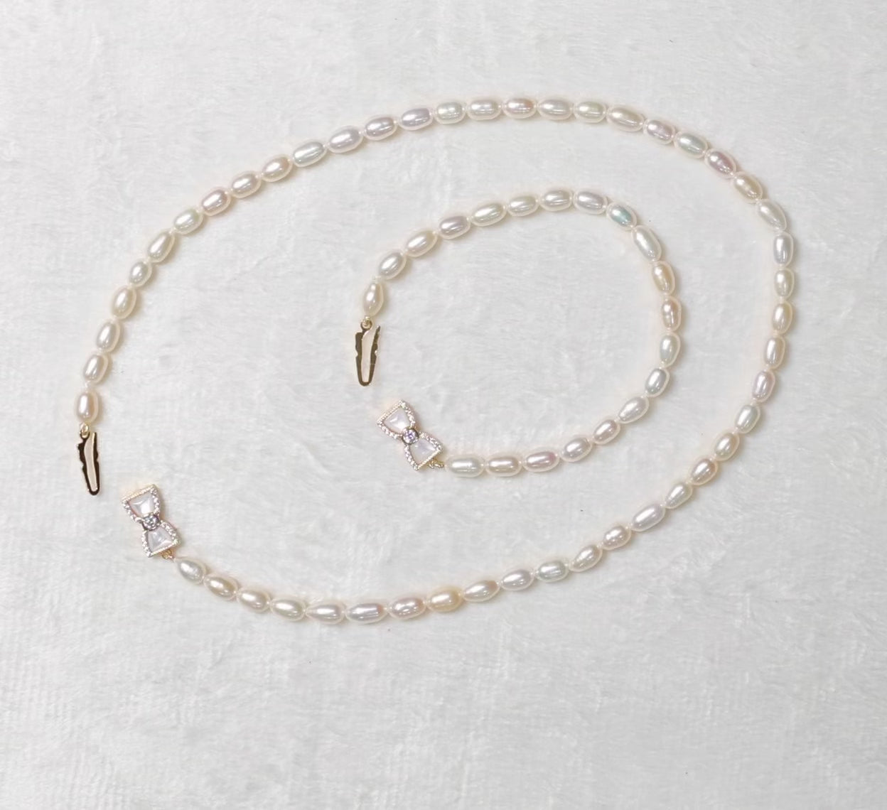 Freshwater Pearl Dainty Little Women Bracelet Necklace Set